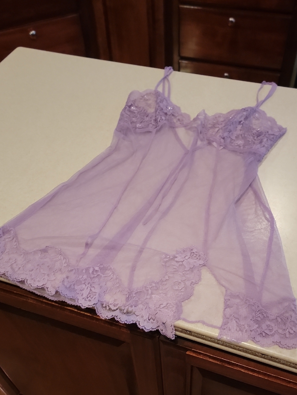 Victoria's Secret Lilac Sheer Lace Babydoll Chemise